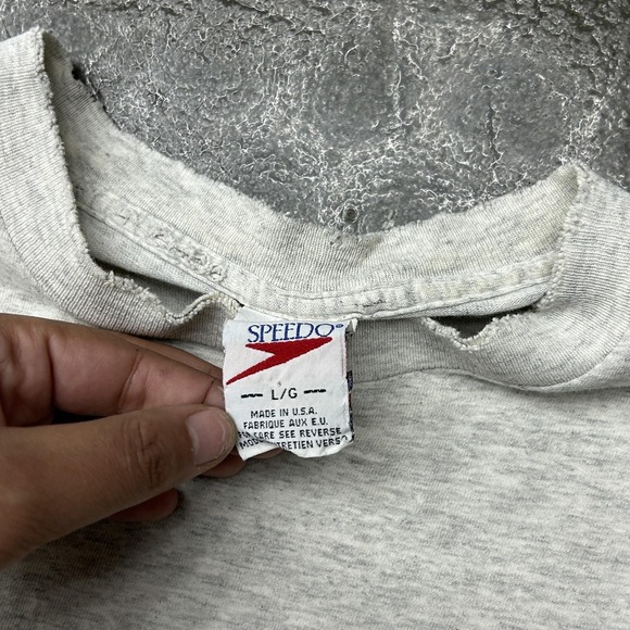 Vintage Speedo Shirt‎ Mens Large Gray 100% Cotton Made USA Logo 2000s Y2K - Picture 5 of 7